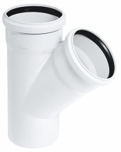 Grenrør hvit PP 40 x 40 x 45 gr 